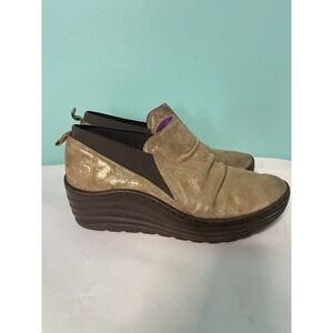 Bionica Women Gallant Bronze Shimmer Leather Shoes Size 8 Brown Wedge S-700